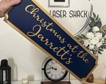 Freestanding Christmas at the Surname's | Street sign 3D look | personalised wall mount | MDF | gift | present | home decor | Christmas gift
