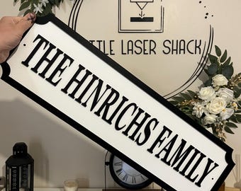 The Surname Family | Street sign 3D look | personalised wall mount | MDF | Home decor | Gift | Birthday | Wedding | Christmas
