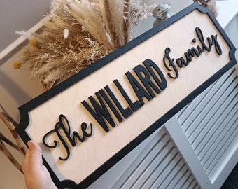 The Surname Family with Est date | Street sign 3D look | personalised wall mount | new style