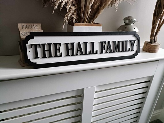 Personalised Family Surname Street Sign – 3D Effect – Rustic MDF Wall Mount – Custom Gift