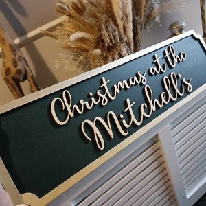 Freestanding Christmas at the Surname&#39;s | Street sign 3D look | personalised wall mount | MDF | gift | present | home decor | Christmas gift