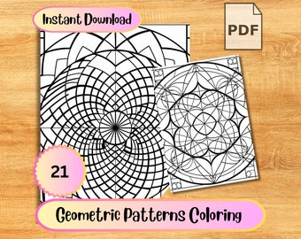 Geometric Patterns Coloring Pages Collection 21 pdf pages Mindfulness Coloring Activities Coloring Book Mindful Coloring Adult Coloring Book