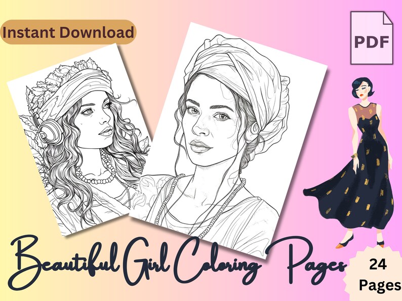 Gorgeous Girl Coloring Pages PDF - Il 794xN.5563109618 1m4t 