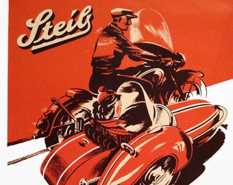 Steib Motorcycle Sidecar Poster: 1930s Nuremberg Advertisement - Etsy
