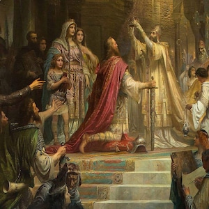 Stretched Canvas, Coronation of Charlemagne as Kaiser, Matte Finish, Multi-Size, Art Print Home Decor Wall Hanging, Historical Artwork