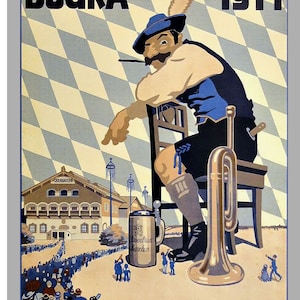 Anuncio de la exposición de libros y gráficos de Alta Baviera, 1914... Póster de papel mate... Anuncio de la exposición BUGRA en Oberbayern, 1914