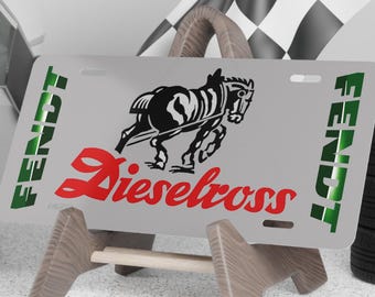 Fendt Dieselross toilettafeltje voor tractoren | Aluminium kentekenplaat met boerderijpaardlogo