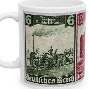 Vintage German Trains Ceramic Mug: Railroad History Souvenir
