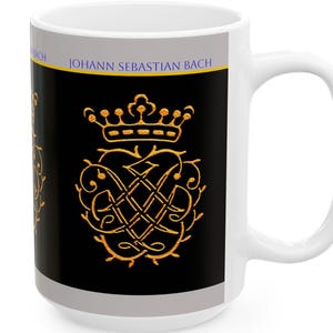 Ceramic Mug, Johann Sebastian Bach Monogram, Music Lover Gift, Classical Composer, Bach Coffee Cup, Tea Mug