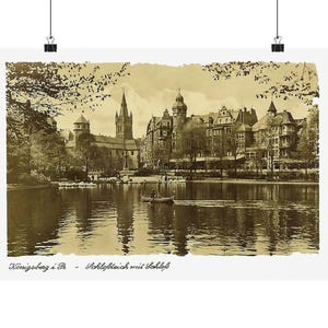 Königsberg, Castillo y Laguna, 1937... Póster de papel mate