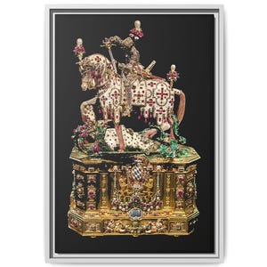 German Goldsmith Art, Framed Matte Canvas, St George Statuette, 1586