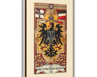 German Empire Eagle with Flags Framed Canvas print