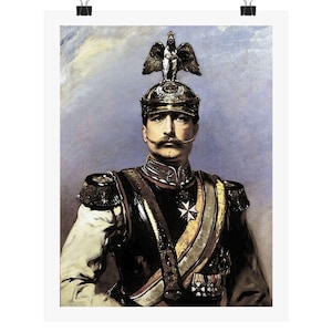 Portretposter Kaiser Wilhelm II: vintage Duits militair decor