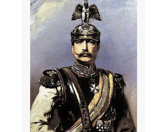 皇帝ヴィルヘルム2世の肖像画ポスター：ヴィンテージドイツ軍装飾
