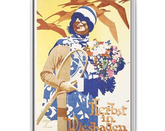 Herbst in Wiesbaden Framed Canvas | 1920s Ludwig Hohlwein - Etsy