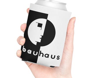 Bauhaus Logo Can Cooler: Retro Geometric Drink Sleeve