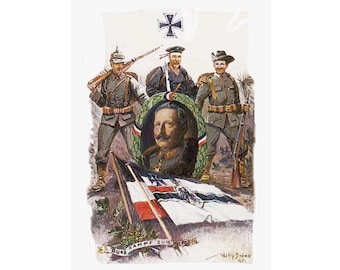 Kaiser Wilhelm with WWI Fighters...Matte Vertical Posters