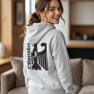 Sudadera con capucha y cremallera con estampado del Águila Negra de Prusia Oriental / Símbolo de la herencia de Prusia Oriental