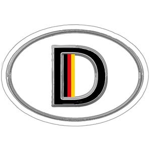 German Vehicle Code Sticker: D Deutschland Decal - Weatherproof Vinyl