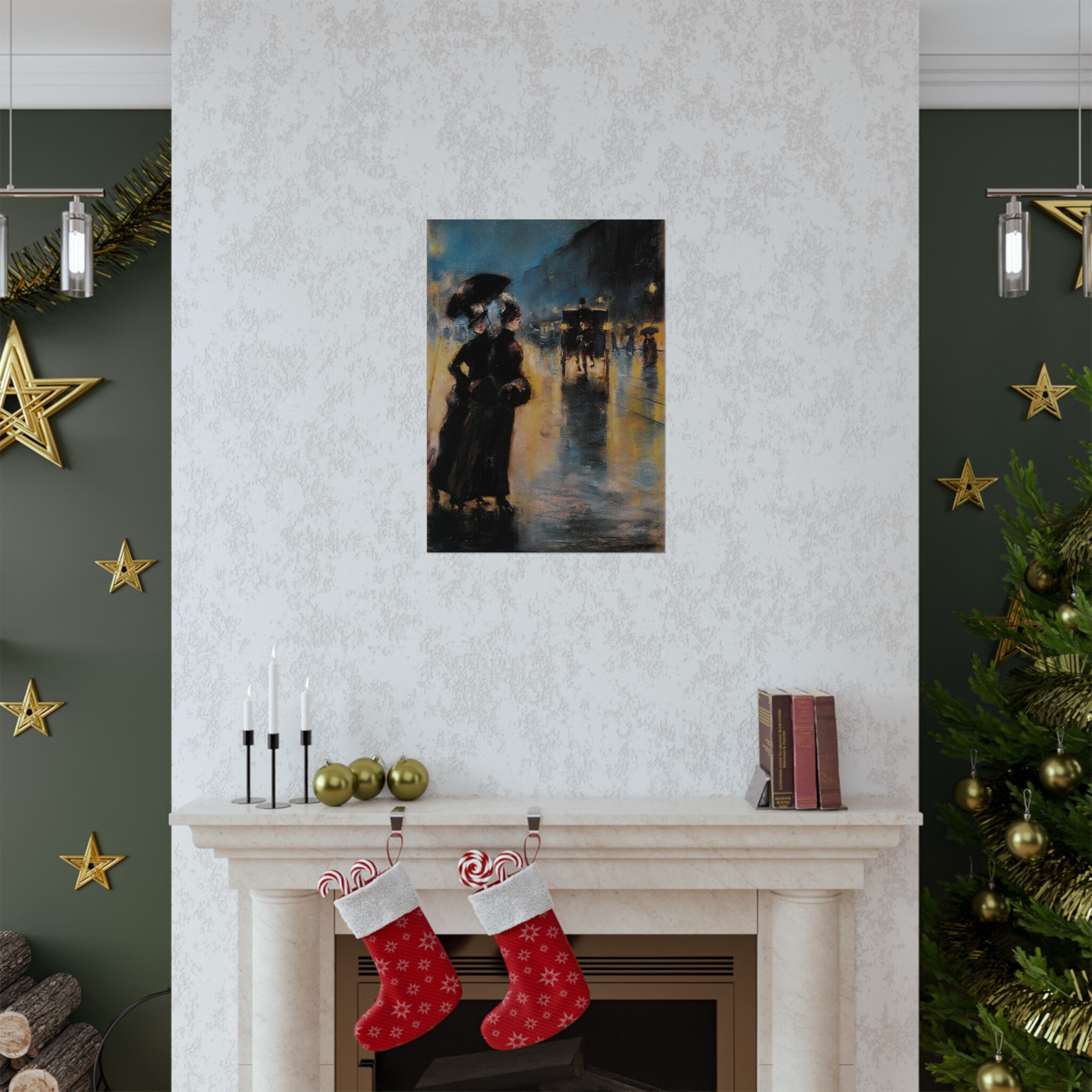 1920 年代の雨の夜のベルリンマットな縦型ポスターレッサー