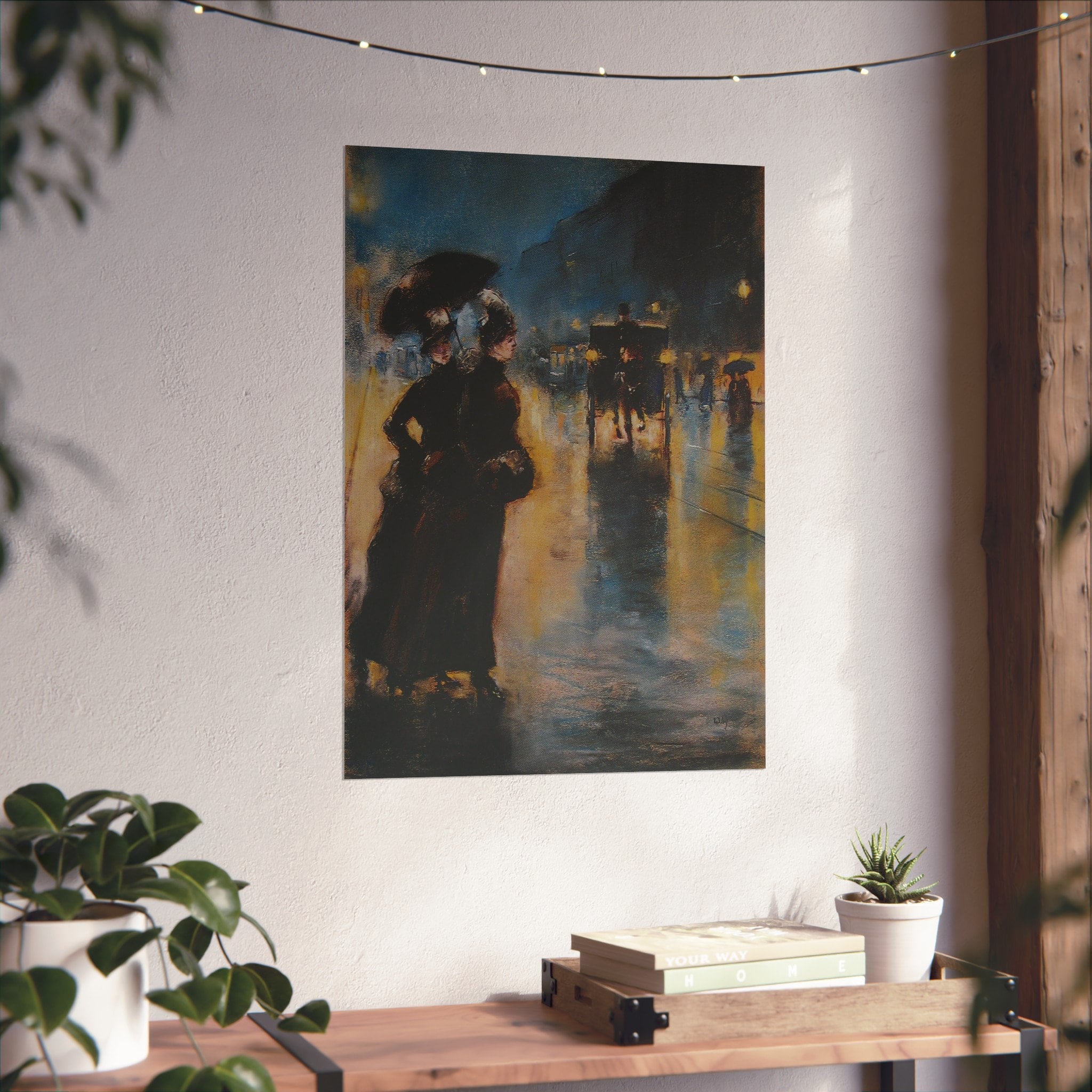 1920 年代の雨の夜のベルリンマットな縦型ポスターレッサー