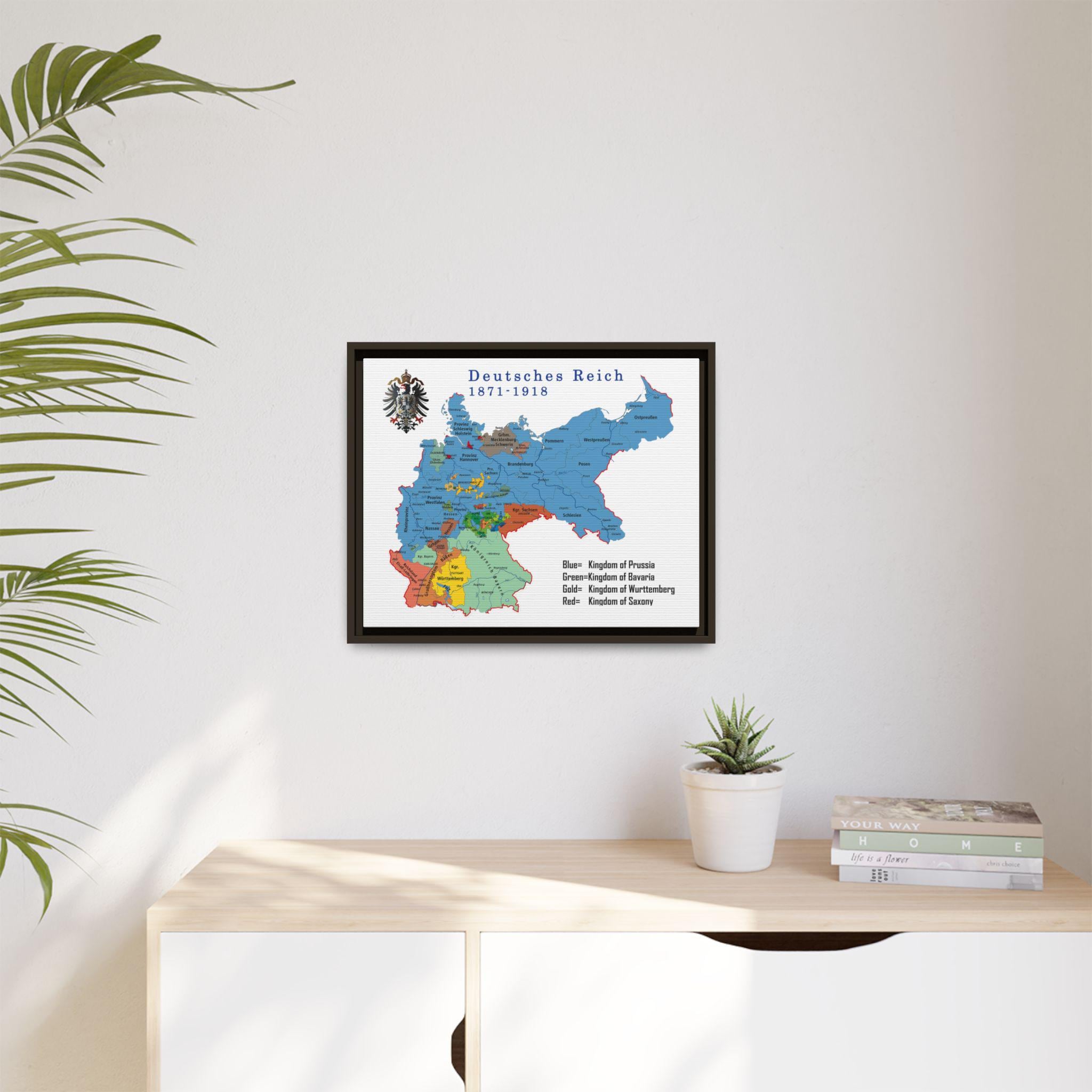 1871年から1918年までのドイツの地図（額入りキャンバス） - Etsy 日本