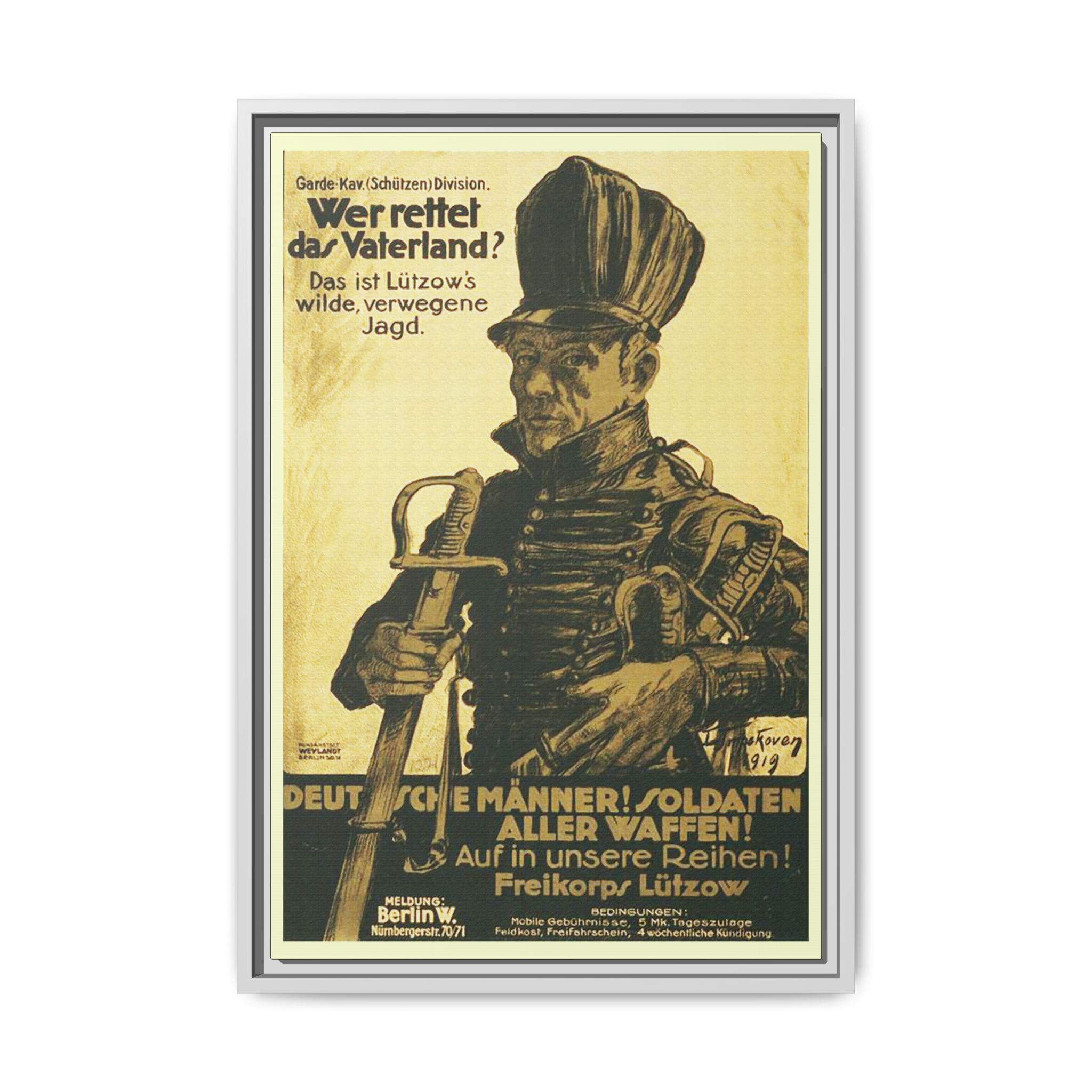 Freikorps Lützow Framed Canvas, Historical Recruitment Poster