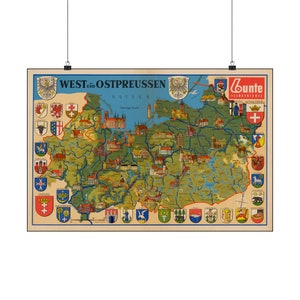 Mappa pittorica della Prussia orientale e occidentale, 1937...poster opaco