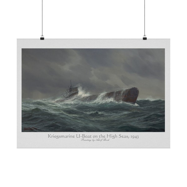 U Boat Kriegsmarine en haute mer... Poster en papier mat