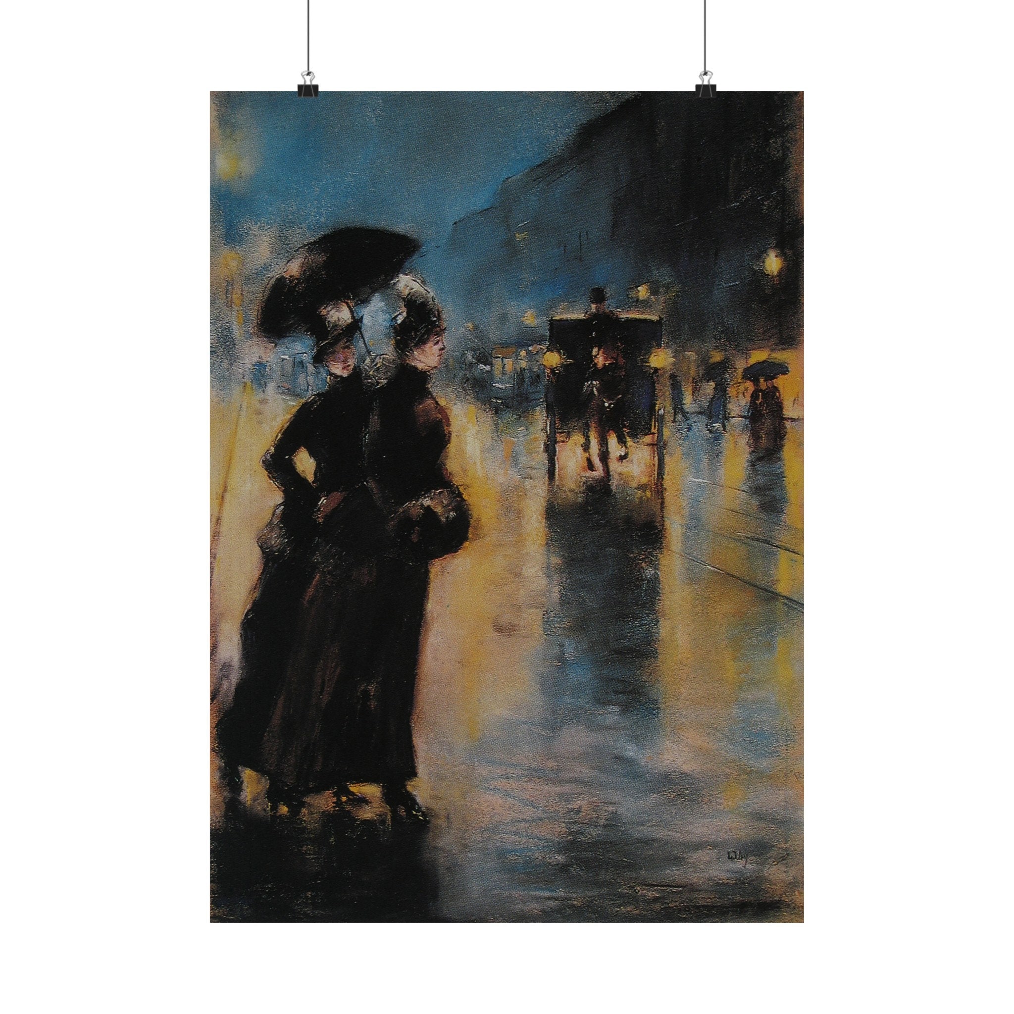 1920 年代の雨の夜のベルリンマットな縦型ポスターレッサー