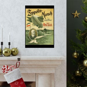 Zeppelin-luchtschip op het Bodenmeer, matte poster afbeelding 7