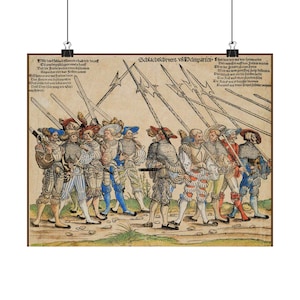 Landsknechte Zweihänder y Pikemen... Póster en papel premium... espadachines a dos manos con derecho a doble paga