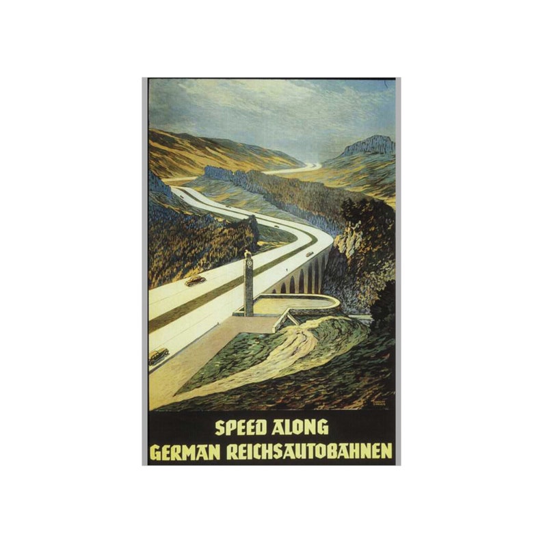 Vintage German Autobahn Travel Poster: American Tourism Ad image 2