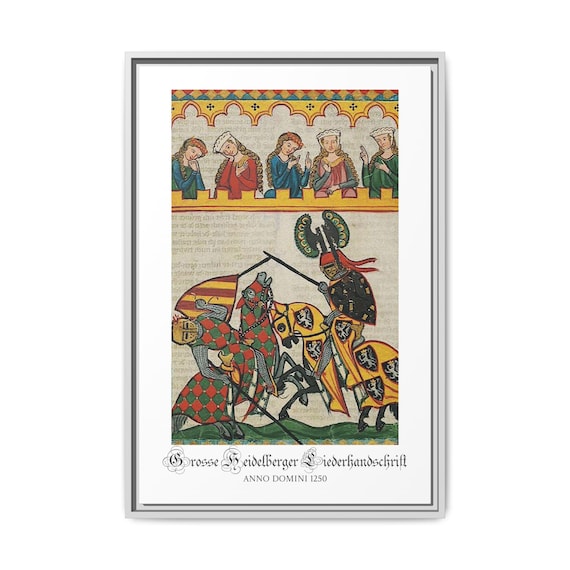 Medieval Knights Jousting Tournament Framed Canvas Art: Codex