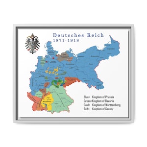 Map of Germany 1871 to 1918 Framed Canvas