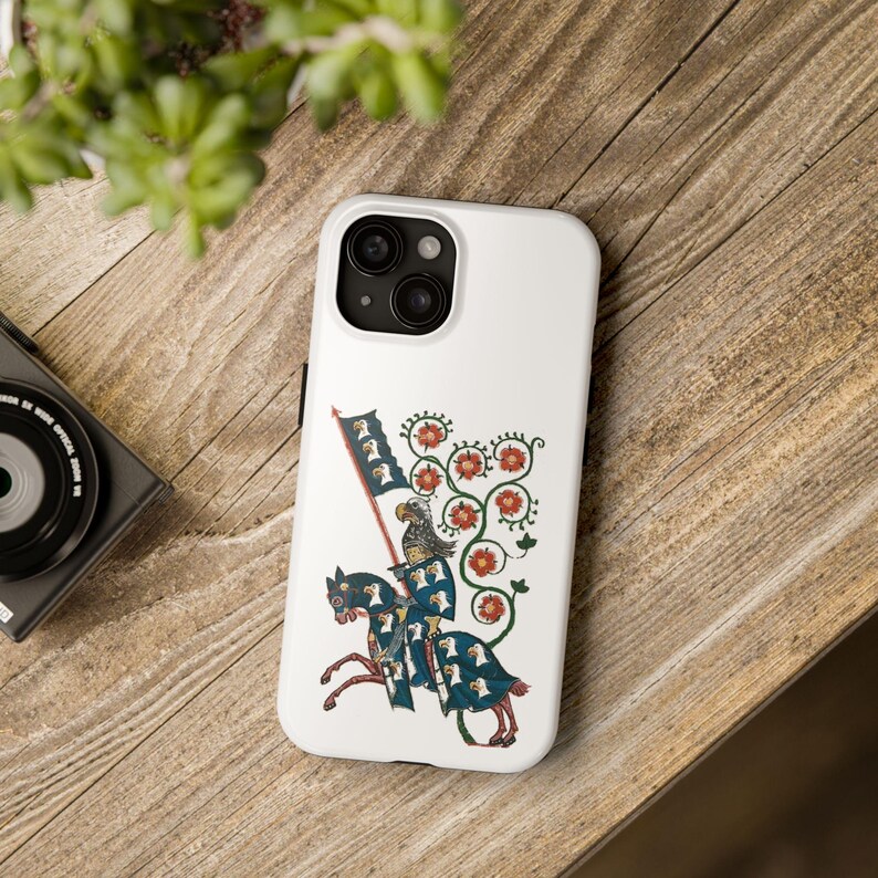 Medieval Knight Roses Phone Case: Impact Resistant Glossy Cover image 5