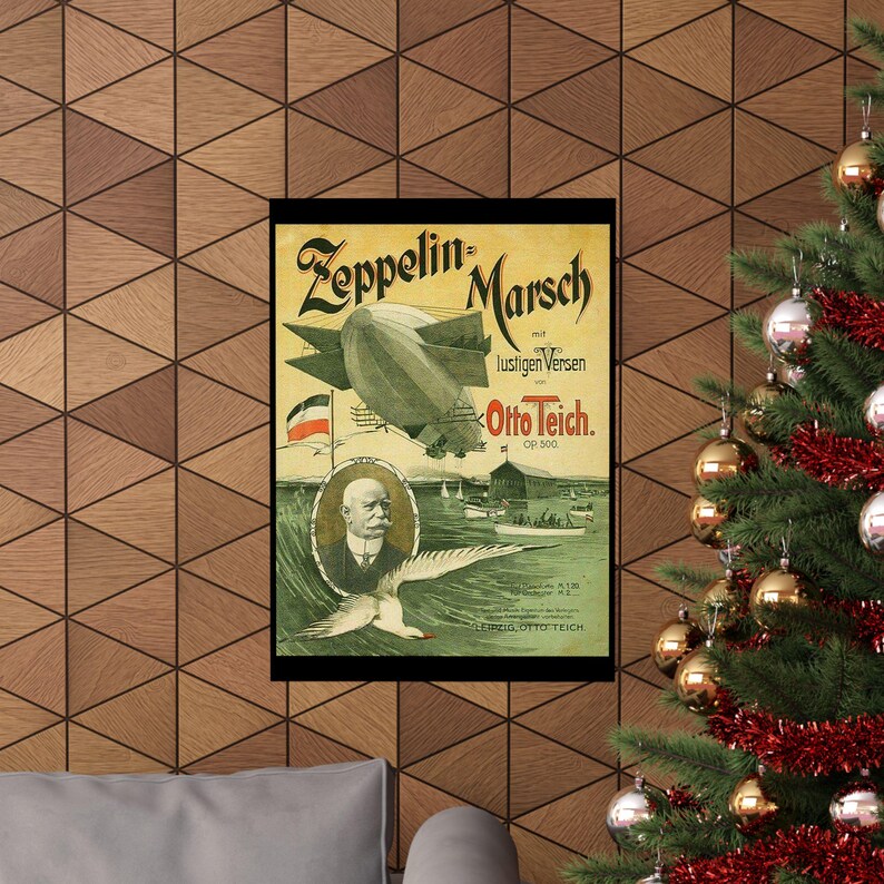 Zeppelin-luchtschip op het Bodenmeer, matte poster afbeelding 4