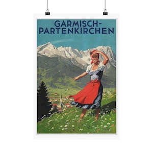 Garmisch Partenkirchen, années 50 ... Poster en papier mat
