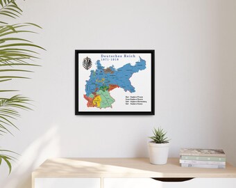プロイセン王国の額入りキャンバス、1871年のドイツ地図 - Etsy 日本