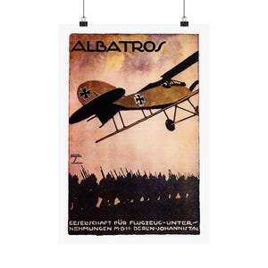 Anuncio de la compañía de aviones Albatros de la Primera Guerra Mundial... Póster de papel mate