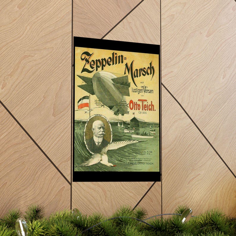 Zeppelin-luchtschip op het Bodenmeer, matte poster afbeelding 5
