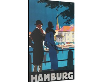 Hamburg Travel Ad 1920s...Matte Canvas, Stretched, 0.75"