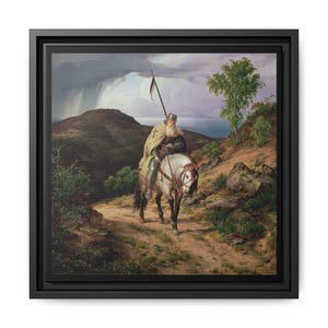 Framed Canvas, Crusader Art Print, 1835 by Carl Friedrich Lessing, Historical Decor, Wall Art, Matte Canvas Print, Vintage Art Decor