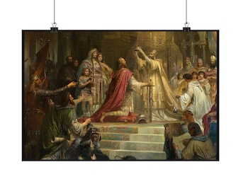 Coronation of Charlemagne...Premium Matte Poster...the scene as Karl der Grosse is crowned by Pope Leo III on 25 December 800