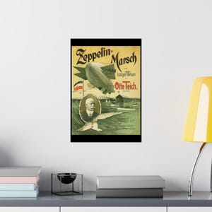 Zeppelin-luchtschip op het Bodenmeer, matte poster afbeelding 8