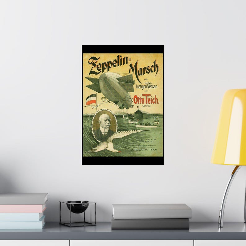 Zeppelin-luchtschip op het Bodenmeer, matte poster afbeelding 8
