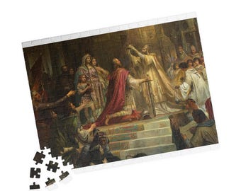 Puzzle dell'incoronazione di Carlo Magno: opera d'arte storica, gioco da tavolo