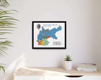 1871年から1918年までのドイツの地図（額入りキャンバス） - Etsy 日本