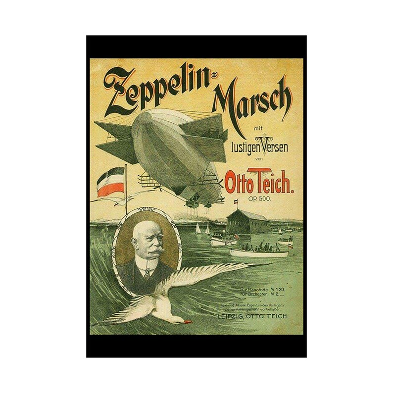 Zeppelin-luchtschip op het Bodenmeer, matte poster afbeelding 2