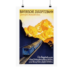 Bayerische Zugspitzbahn, Garmisch Partenkirchen... Cartel de papel mate